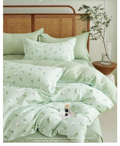 Tulip King Size 100% Cotton Fitted Bed sheet set with 2 Pillow Covers by Florida